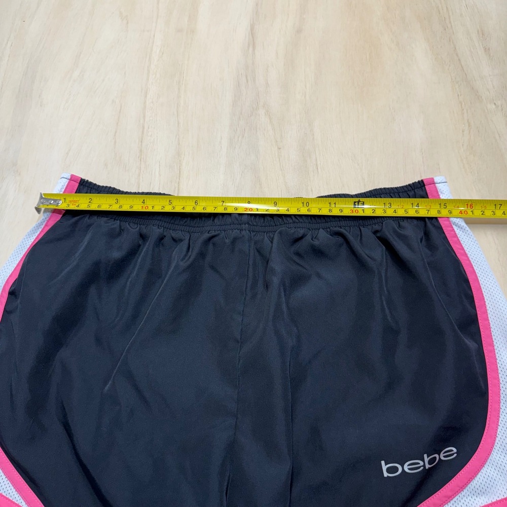 Bebe Sport Womens XL Black Pink White Mesh Panel Running Athletic Shorts - Picture 7 of 9